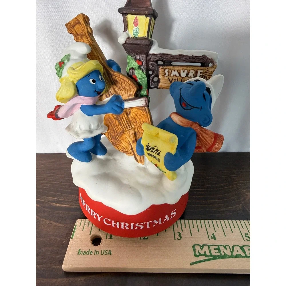 1982 Smurfs Merry Christmas Musical Rotating Figure Wallace Berrie‎ 7485